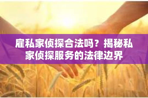 雇私家侦探合法吗？揭秘私家侦探服务的法律边界