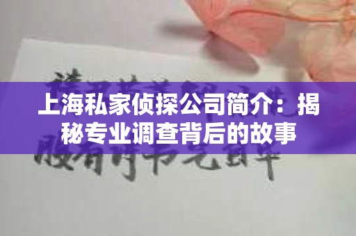 上海私家侦探公司简介：揭秘专业调查背后的故事